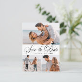 Einfach elegant Hochzeit Save the Date 3 Foto Postkarte (Stehend Vorderseite)