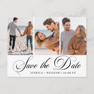 Einfach elegant Hochzeit Save the Date 3 Foto Postkarte