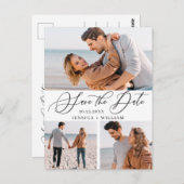 Einfach elegant Hochzeit Save the Date 3 Foto Postkarte (Vorne/Hinten)