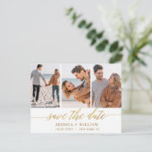 Einfach elegant Hochzeit Save the Date 3 Foto Postkarte (Stehend Vorderseite)