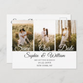 Einfach elegant Hochzeit Save the Date 3 Foto Postkarte (Vorne/Hinten)