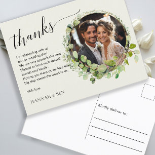 Einfach, elegant, Hochzeiten "Danke" 1 Foto Postkarte