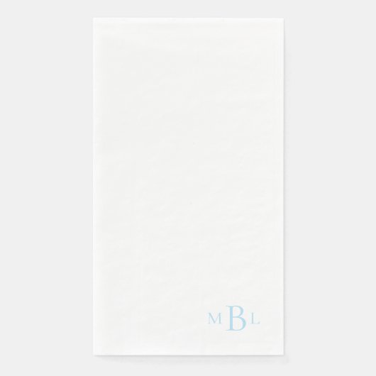 Einfach Elegant Ice Blue Monogram Serviette (Vorderseite)
