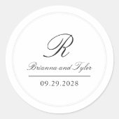 Einfach elegant klassisches Wedding Monogram Class Runder Aufkleber (Vorderseite)