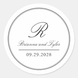 Einfach elegant klassisches Wedding Monogram Class Runder Aufkleber