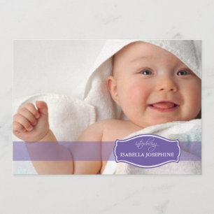 Einfach Elegant (lila) Baby-Geburtsanzeige Ankündigung