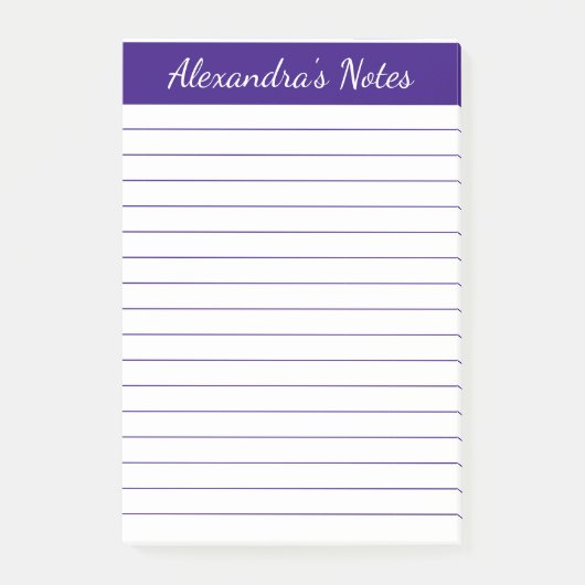 Einfach elegant Lila Lined Personalisiert Post-it Klebezettel (Vorderseite)