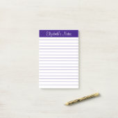Einfach elegant Lila Lined Personalisiert Post-it Klebezettel (Auf Schreibtisch)
