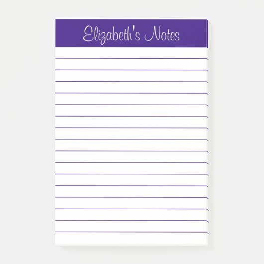 Einfach elegant Lila Lined Personalisiert Post-it Klebezettel (Vorderseite)