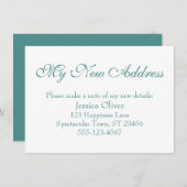 Einfach, elegant Meine neue Adresse Aquamarin auf  Begleitkarte (Vorne/Hinten)