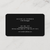 Einfach elegant Minimal Black Visitenkarte (Rückseite)
