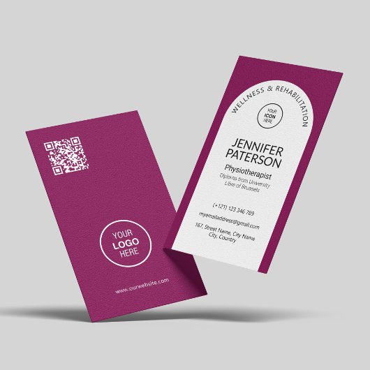 Einfach elegant Minimalistischer Qr Code Berry Whi Visitenkarte