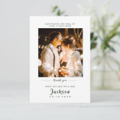 Einfach elegant mit Foto Dark Green Wedding Dankeskarte (Stehend Vorderseite)