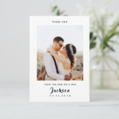 Einfach elegant mit Foto Wedding Dankeschön Card Dankeskarte (Stehend Vorderseite)
