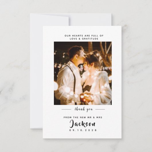 Einfach elegant mit Foto Wedding Dankeschön Card Dankeskarte (Vorderseite)