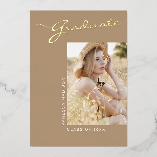 Einfach elegant modern | 1 Foto Foil Grad Card Folieneinladung (Vorderseite)