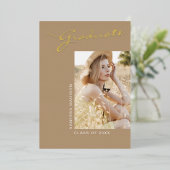 Einfach elegant modern | 1 Foto Foil Grad Card Folieneinladung (Stehend vorne)