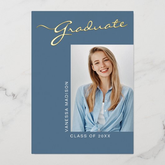 Einfach elegant modern | 1 Foto Foil Grad Card Folieneinladung (Vorderseite)