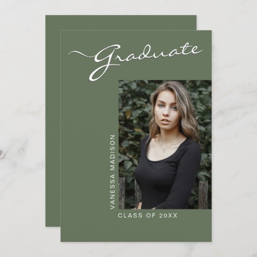 Einfach elegant modern | 1 Foto Grad Ankündigung (Vorne/Hinten)