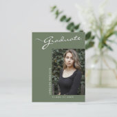 Einfach elegant modern | 1 Foto Grad Bekanntgabe Postkarte (Stehend Vorderseite)