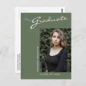 Einfach elegant modern | 1 Foto Grad Bekanntgabe Postkarte (Vorne/Hinten)