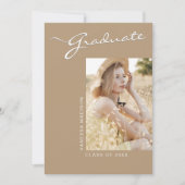 Einfach elegant modern | 1 Foto Khaki Grad Ankündigung (Vorderseite)