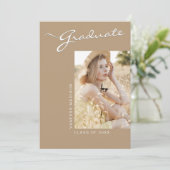 Einfach elegant modern | 1 Foto Khaki Grad Ankündigung (Stehend Vorderseite)