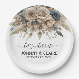 Einfach Elegant Modern Boho Pampasgras Klassiker Pappteller