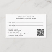 Einfach elegant modern empfehlungskarte (Rückseite)