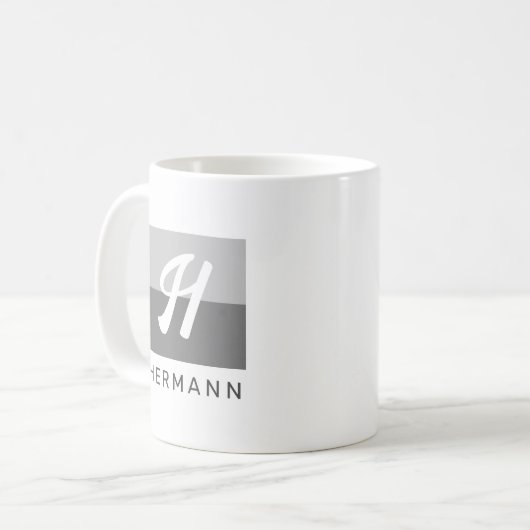 Einfach elegant Modern Minimal Initial & Name Gray Kaffeetasse (Vorderseite Links)