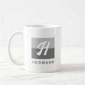 Einfach elegant Modern Minimal Initial & Name Gray Kaffeetasse (Links)