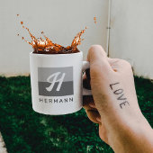 Einfach elegant Modern Minimal Initial & Name Gray Kaffeetasse