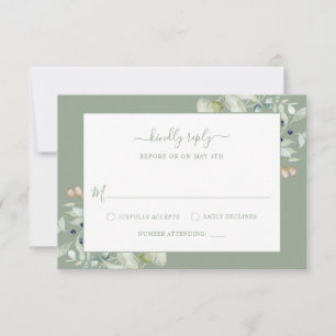 Einfach Elegant Moderne Botanik RSVP Karte