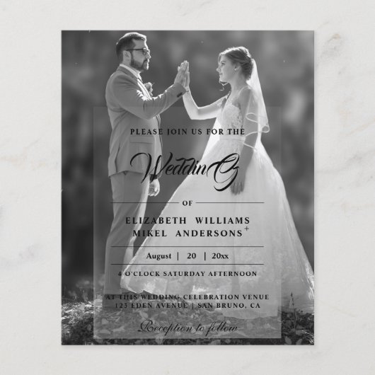 Einfach elegant Moderne Foto Front & Back Wedding Flyer (Vorne)