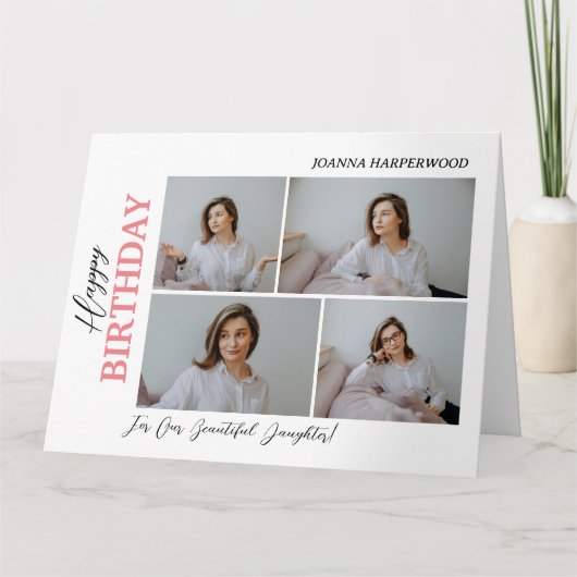 Einfach Elegant Moderner Geburtstag Stilvoll 4 Fot Karte (Vorderseite)