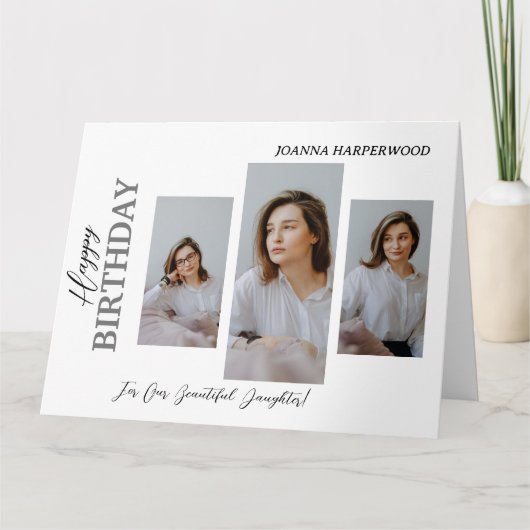 Einfach Elegant Moderner Geburtstag Stilvoll 4 Fot Karte (Vorderseite)