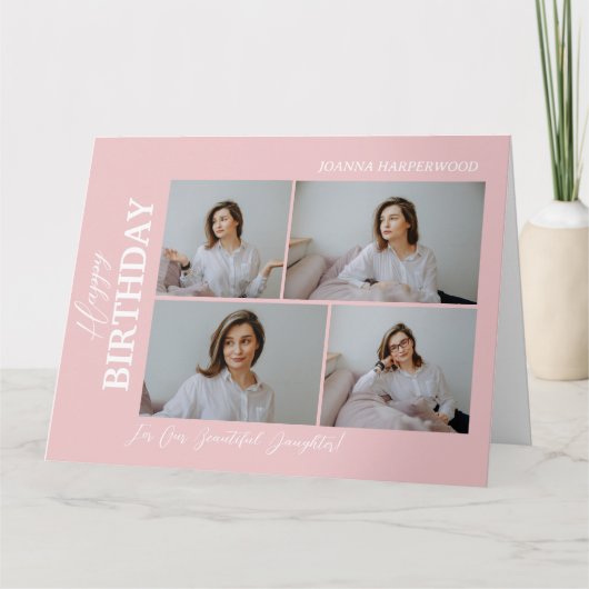 Einfach Elegant Moderner Geburtstag Stilvoll 4 Fot Karte (Vorderseite)