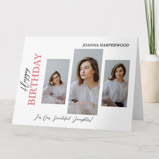 Einfach Elegant Moderner Geburtstag Stilvoll 4 Fot Karte (Vorderseite)