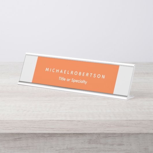 Einfach elegant Modernes Minimalistisches Grau Ora Schreibtischnamensplakette (Vorderseite )