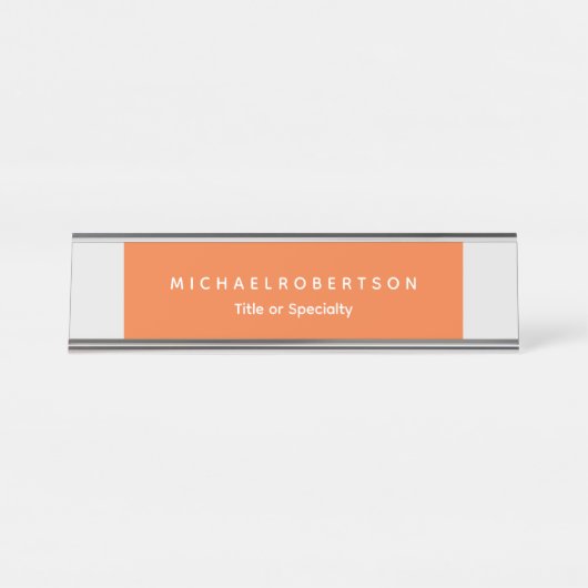 Einfach elegant Modernes Minimalistisches Grau Ora Schreibtischnamensplakette (Vorderseite )