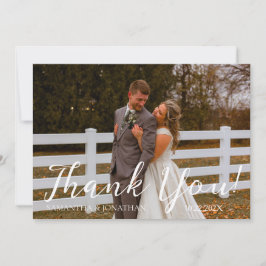 Einfach Elegant Modernes Skript 2 Fotos Hochzeit Dankeskarte