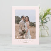 Einfach Elegant Modernes Skript 4 Fotos Hochzeit Dankeskarte (Stehend Vorderseite)