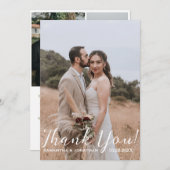Einfach Elegant Modernes Skript 4 Fotos Hochzeit Dankeskarte (Vorne/Hinten)