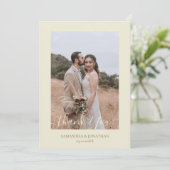 Einfach Elegant Modernes Skript 4 Fotos Hochzeit Dankeskarte (Stehend Vorderseite)