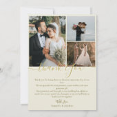 Einfach Elegant Modernes Skript 4 Fotos Hochzeit Dankeskarte (Rückseite)