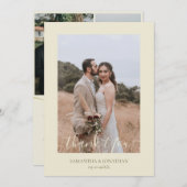 Einfach Elegant Modernes Skript 4 Fotos Hochzeit Dankeskarte (Vorne/Hinten)