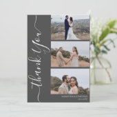 Einfach Elegant Modernes Skript 6 Fotos Hochzeit Dankeskarte (Stehend Vorderseite)