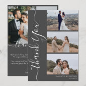 Einfach Elegant Modernes Skript 6 Fotos Hochzeit Dankeskarte (Vorne/Hinten)