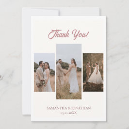 Einfach Elegant Modernes Skript 6 Fotos Hochzeit Dankeskarte