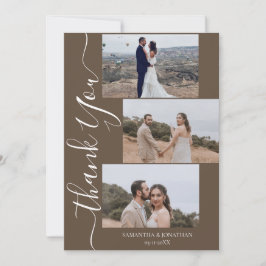 Einfach Elegant Modernes Skript 6 Fotos Hochzeit Dankeskarte